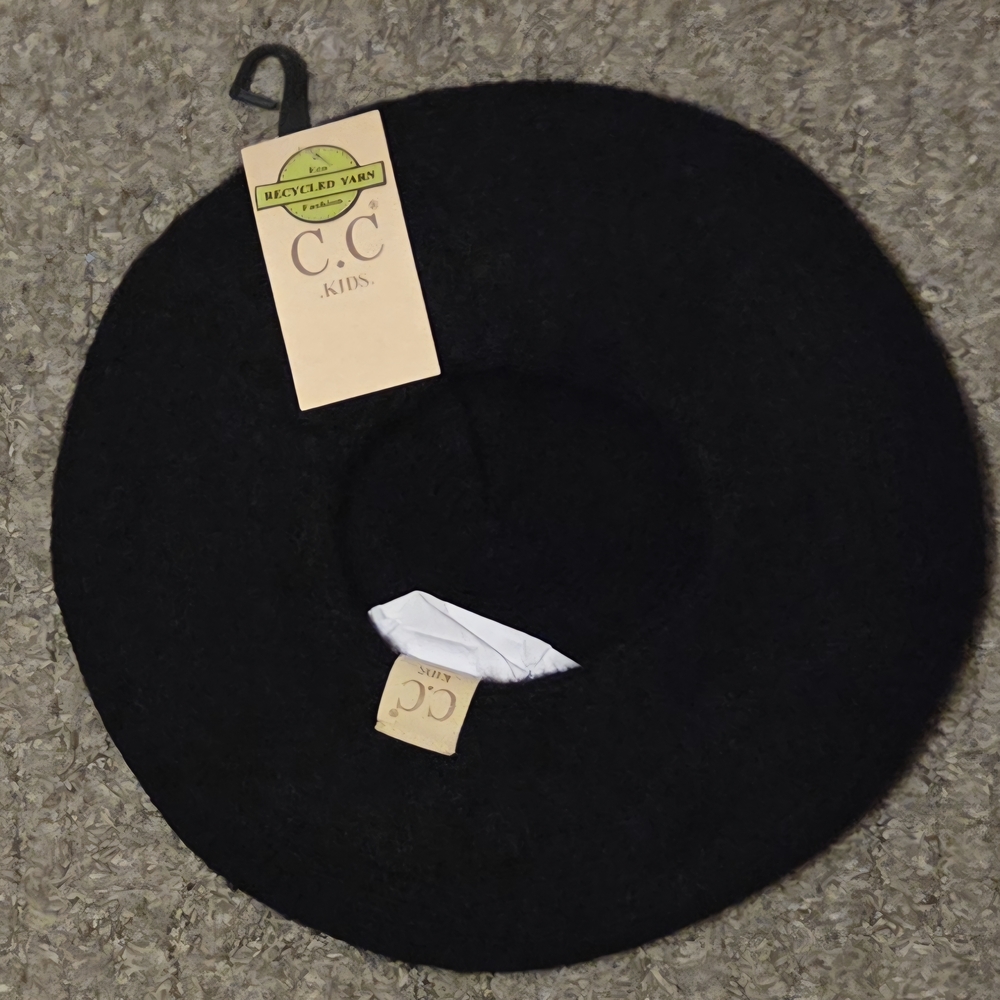 C.C Kids Black Wool Beret - Classic Kids Hat